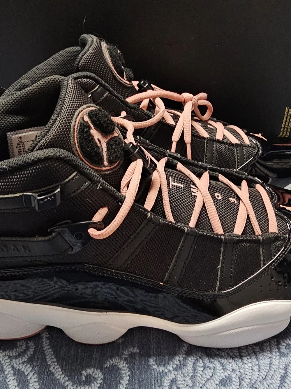 Nike Air Jordan 6 Rings Mens Black and Rust Pink High-Top Basketball Shoes